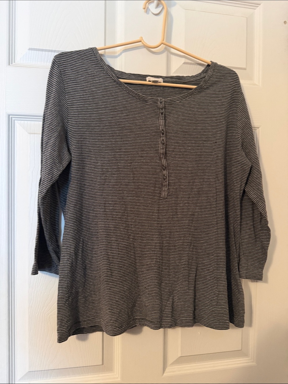 GAP Black and White Striped Long Sleeve Henley